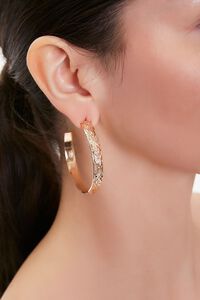 GOLD Engraved Hoop Earrings, image 1