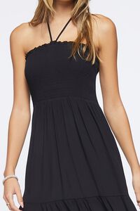 BLACK Smocked Halter Midi Dress, image 5