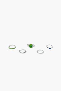 GREEN/SILVER Alien Ring Set, image 1