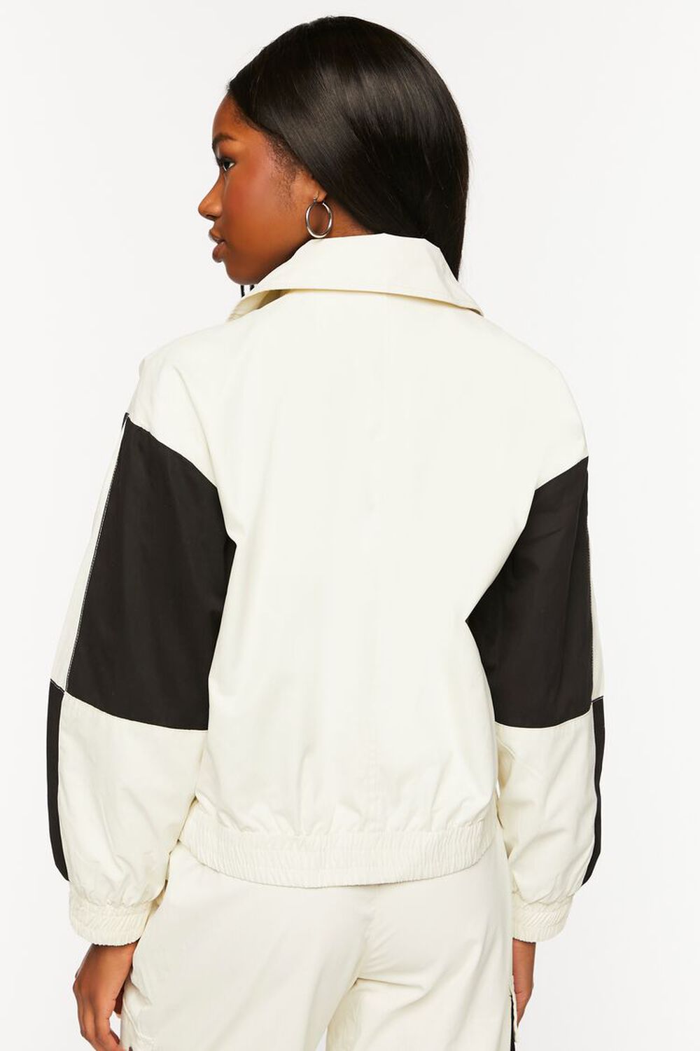 IVORY/BLACK Colorblock Zip-Up Jacket, image 3