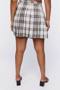 TAN/MULTI Plus Size Pleated Plaid Mini Skirt, image 4