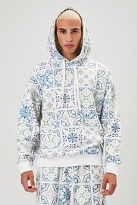 CREAM/MULTI Ornate Print French Terry Hoodie, image 1
