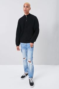 BLACK Marled Knit Half-Zip Sweater, image 4