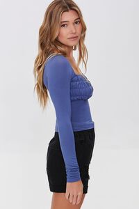 DUSTY BLUE Tiered Ruched Form-Fitting Top, image 2