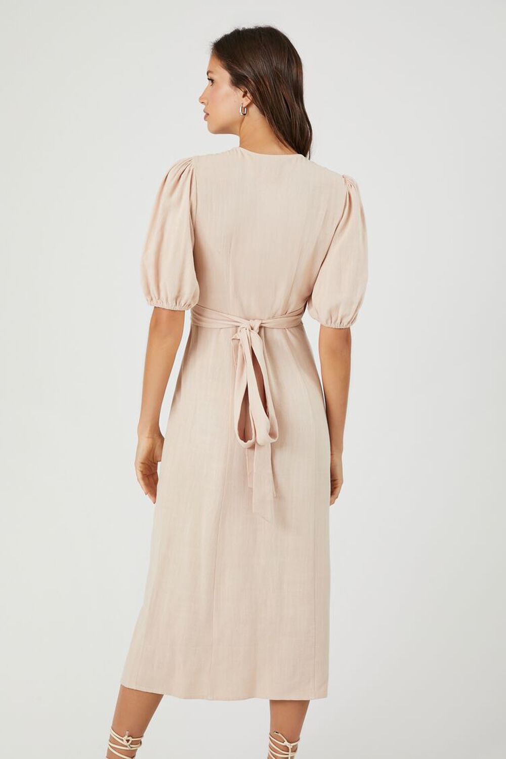 SANDSHELL Linen-Blend Wrap Midi Dress, image 3