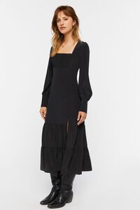 BLACK Tiered Peasant-Sleeve Midi Dress, image 2