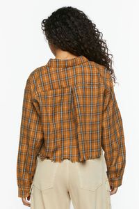 CAMEL/MULTI Cropped Plaid Flannel Shirt, image 3