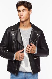 BLACK Faux Leather Moto Jacket, image 7