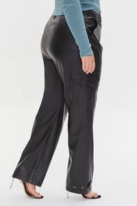 BLACK Plus Size Faux Leather Ankle Pants, image 3
