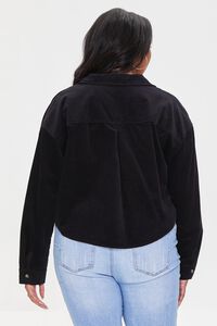 BLACK Plus Size Corduroy High-Low Shirt, image 3