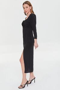 BLACK Shirred Midi Slit Dress, image 2