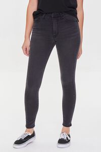 WASHED BLACK Mid-Rise Skinny Jeans, image 2