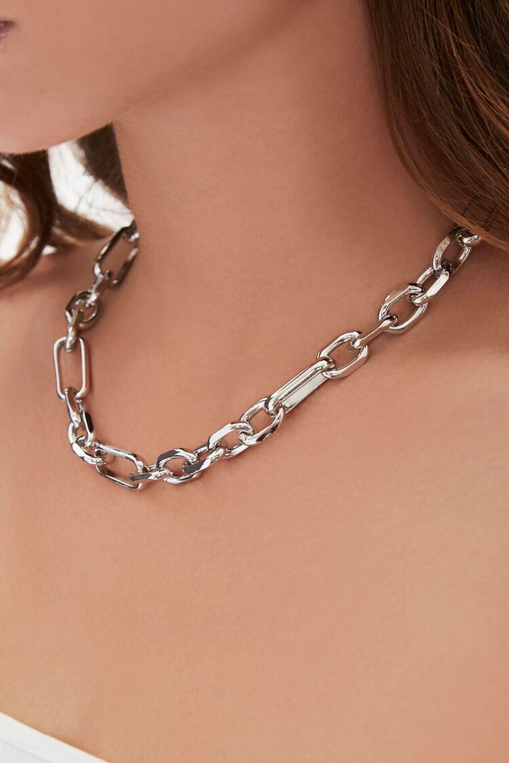 SILVER Linked Chain Necklace, image 1
