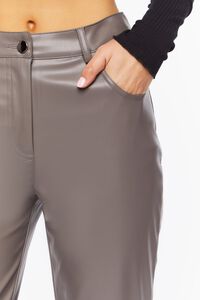 NEUTRAL GREY Faux Leather Straight-Leg Pants, image 6