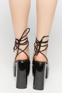 BLACK Faux Patent Leather Lace-Up Heels, image 3