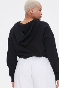BLACK Plus Size Fleece Zip-Up Hoodie, image 3