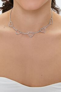CLEAR/SILVER Rhinestone Heart Choker Necklace, image 1