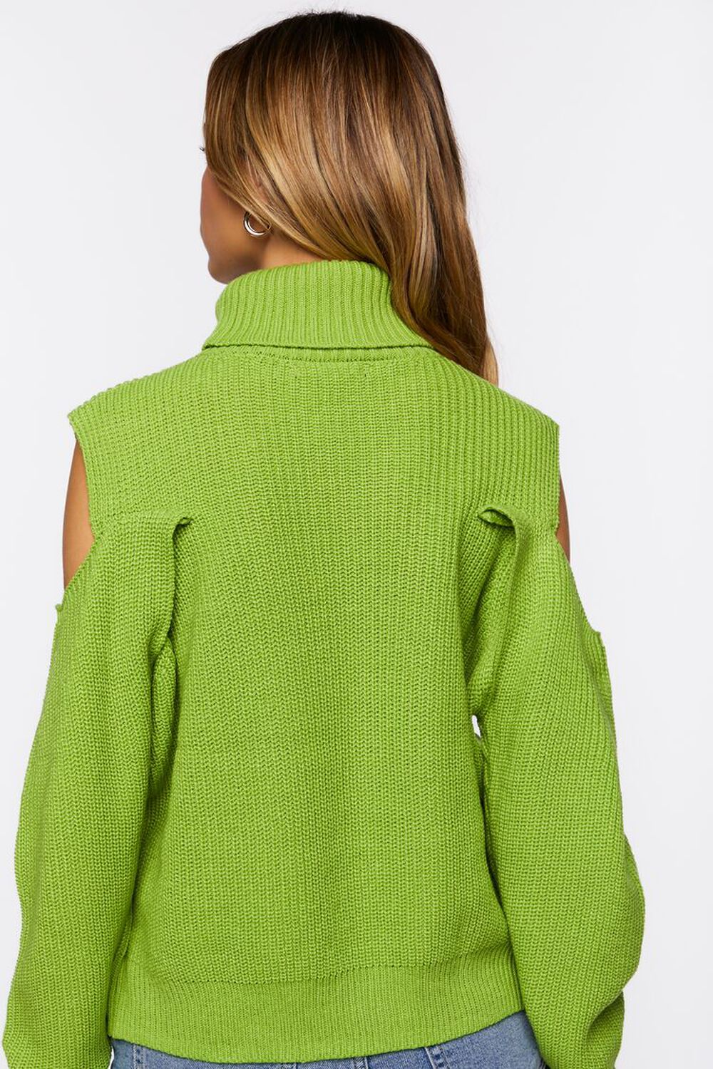 GREEN Open-Shoulder Turtleneck Sweater, image 3