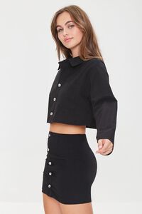 BLACK Cropped Shirt & Mini Skirt Set, image 2