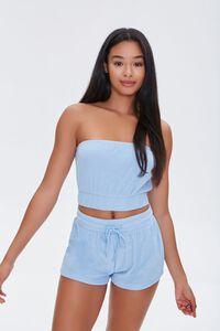 BLUE French Terry Drawstring Shorts, image 6