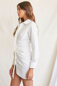 WHITE Ruched Shirt Mini Dress, image 2