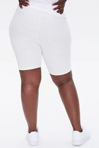 WHITE Plus Size Embossed Biker Shorts, image 4
