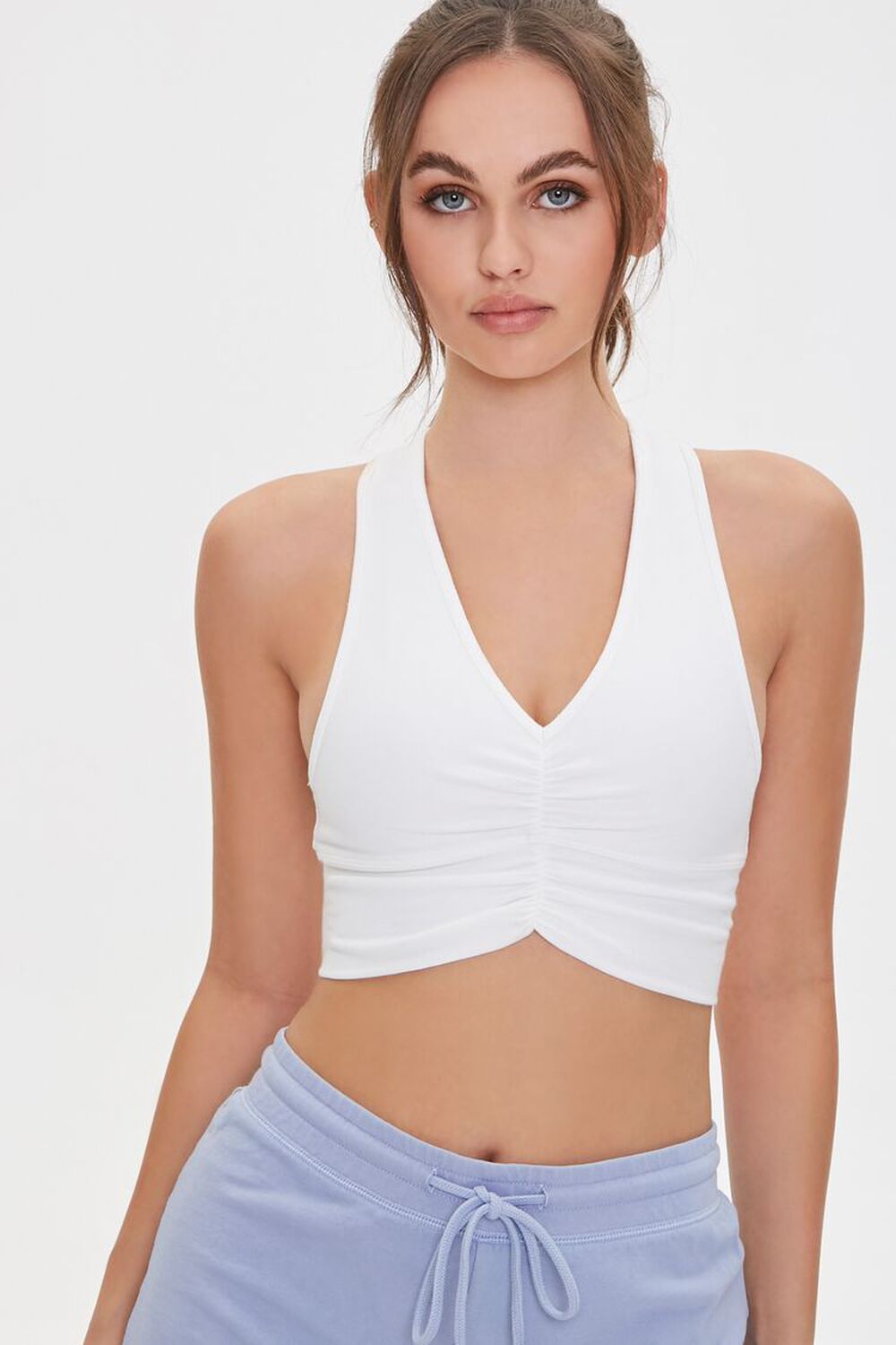 WHITE Active Ruched Sports Bra, image 1