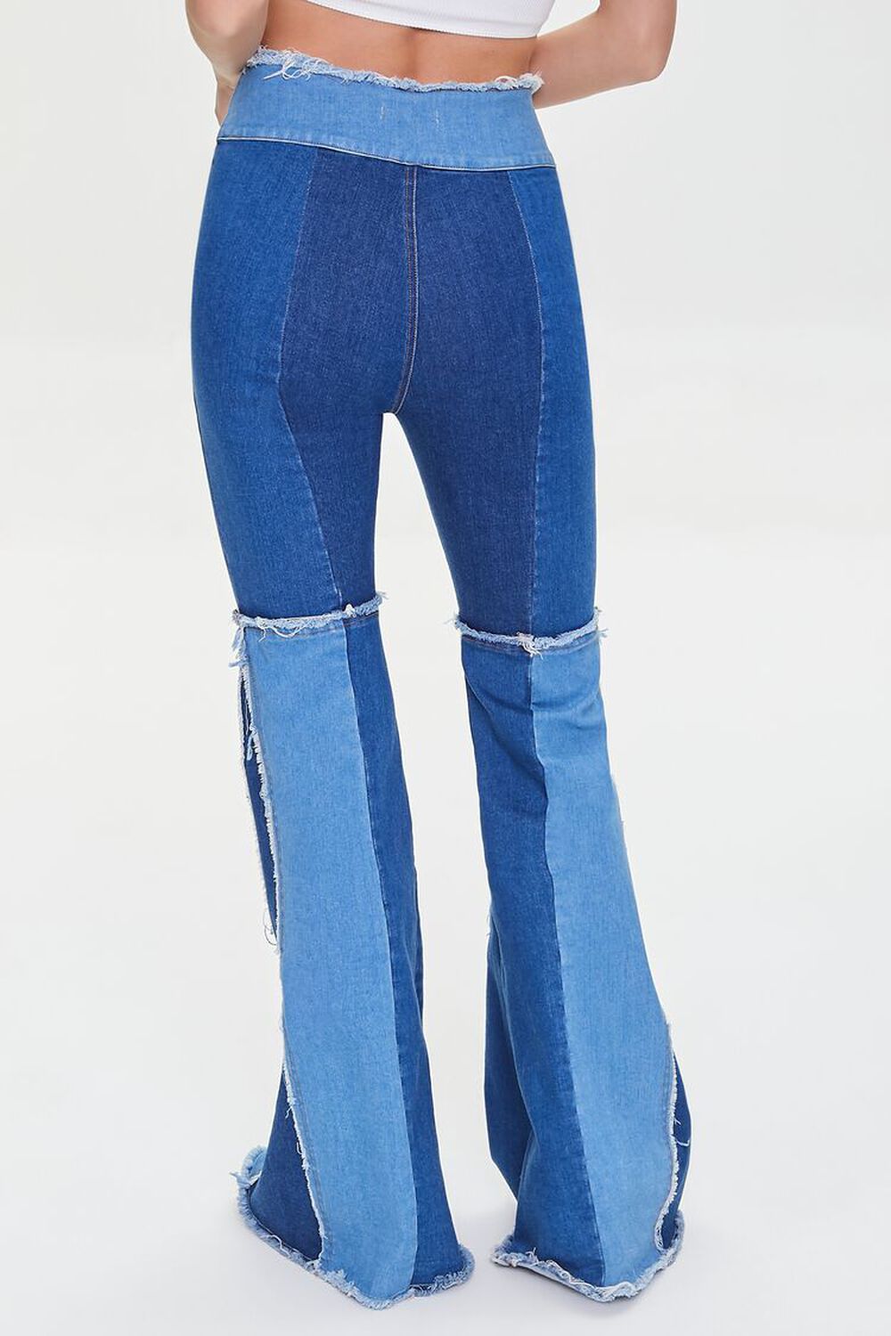 Patchwork Frayed Flare Jeans