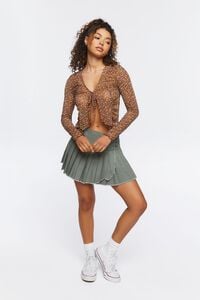 BROWN/MULTI Ditsy Floral Tie-Front Mesh Top, image 4