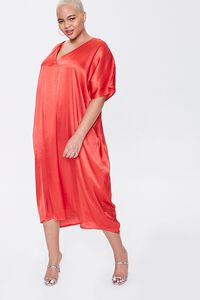 RED Plus Size Satin Midi Dress, image 1