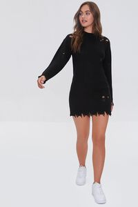 BLACK Distressed Bodycon Sweater Dress, image 4