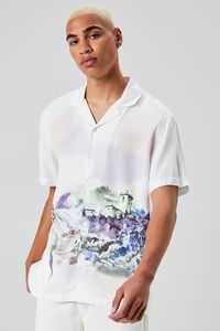 WHITE/MULTI Watercolor Landscape Print Shirt, image 1