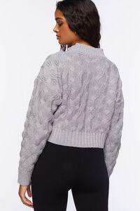 HEATHER GREY Cable Knit Zip-Up Sweater, image 3