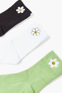 Embroidered Flower Crew Sock Set - 3 pack, image 3