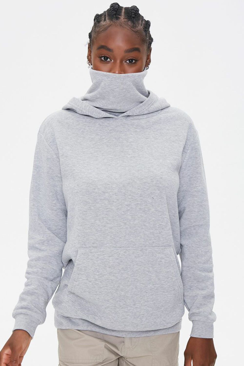 Mens Long Sleeve Drawstring Hoodie Sweatshirt Turtleneck Mask T-Shirt with  Hood