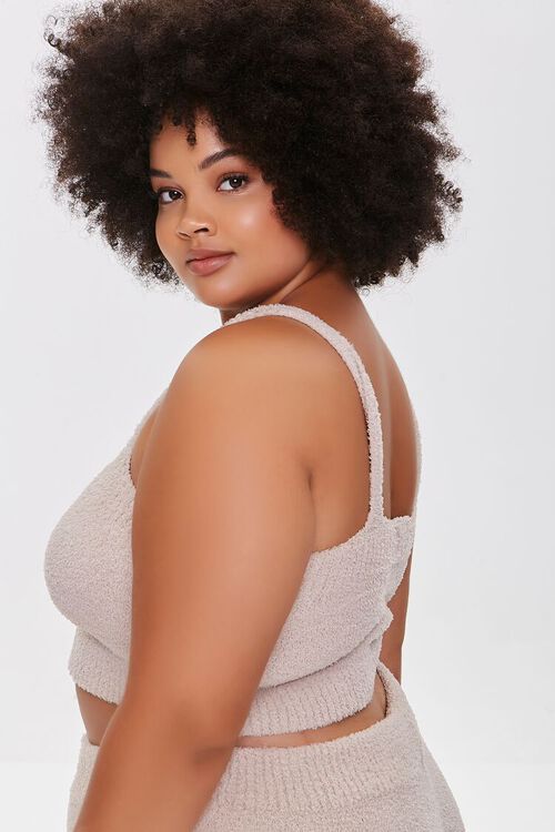 TAUPE Plus Size Sweater-Knit Crop Top, image 2