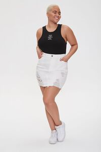 BLACK/WHITE Plus Size Embroidered Woman Tank Top, image 4