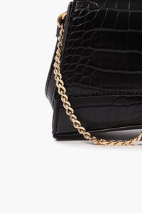 BLACK Faux Croc Leather Crossbody Bag, image 4