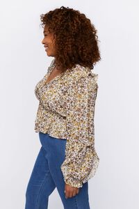 YELLOW/MULTI Plus Size Tie-Front Floral Print Top, image 2