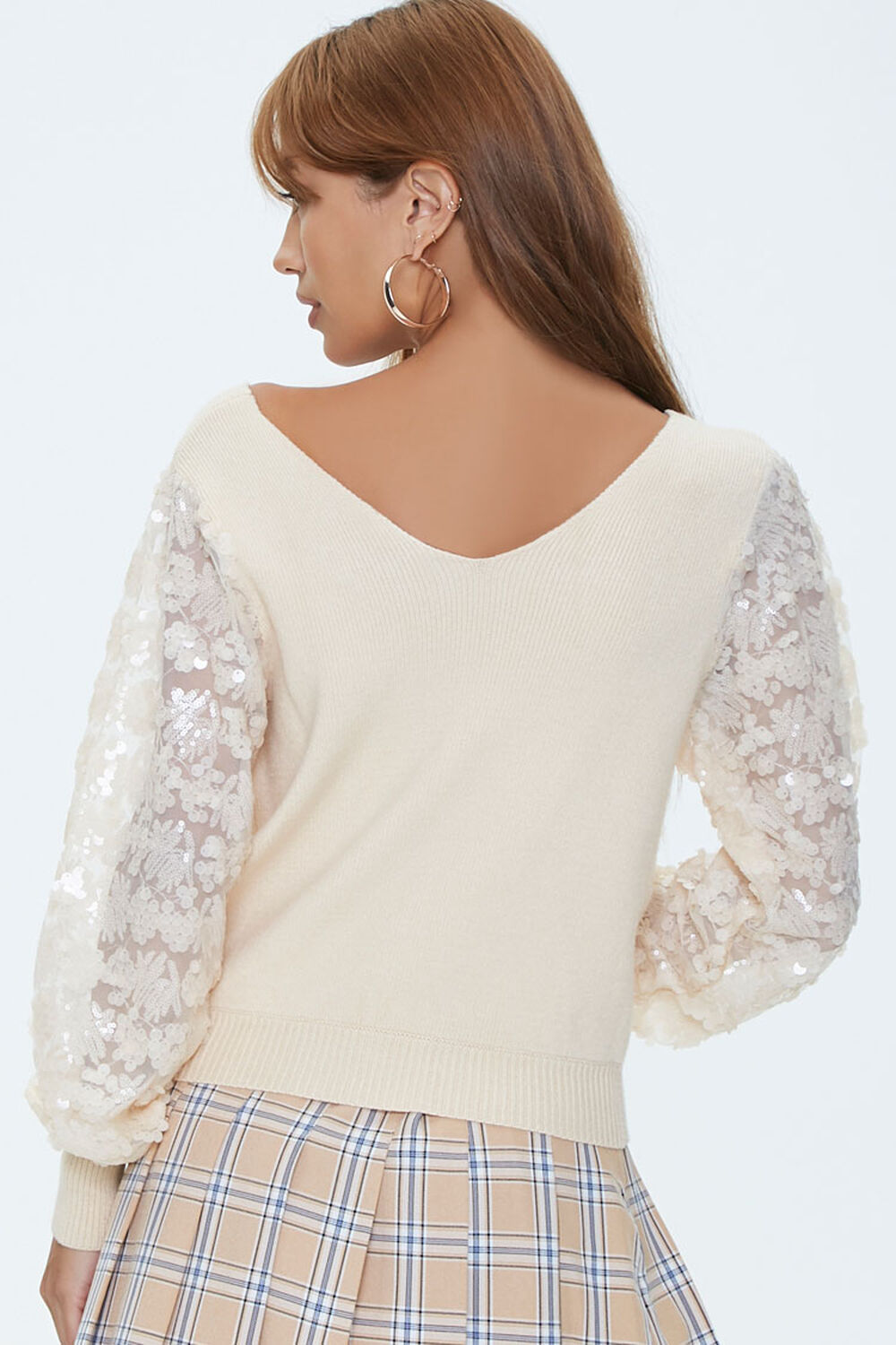 NUDE Ribbed Sequin-Sleeve Sweater, image 3