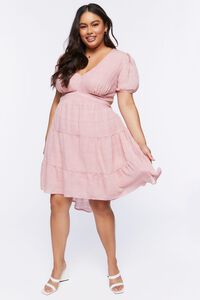 LILAC SHEEN Plus Size Cutout Tiered Mini Dress, image 1