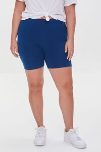 DARK BLUE Plus Size Basic Biker Shorts, image 2