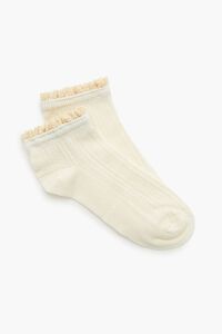 CREAM Ruffle-Trim Pointelle Ankle Socks, image 2