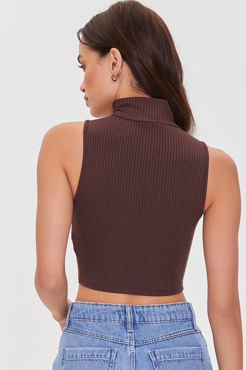 CHOCOLATE Ribbed Crossover Cutout Crop Top, image 3