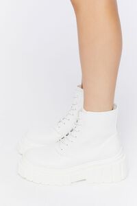 WHITE Faux Leather Lug-Sole Booties, image 2
