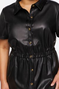 BLACK Plus Size Faux Leather Shirt Dress, image 5