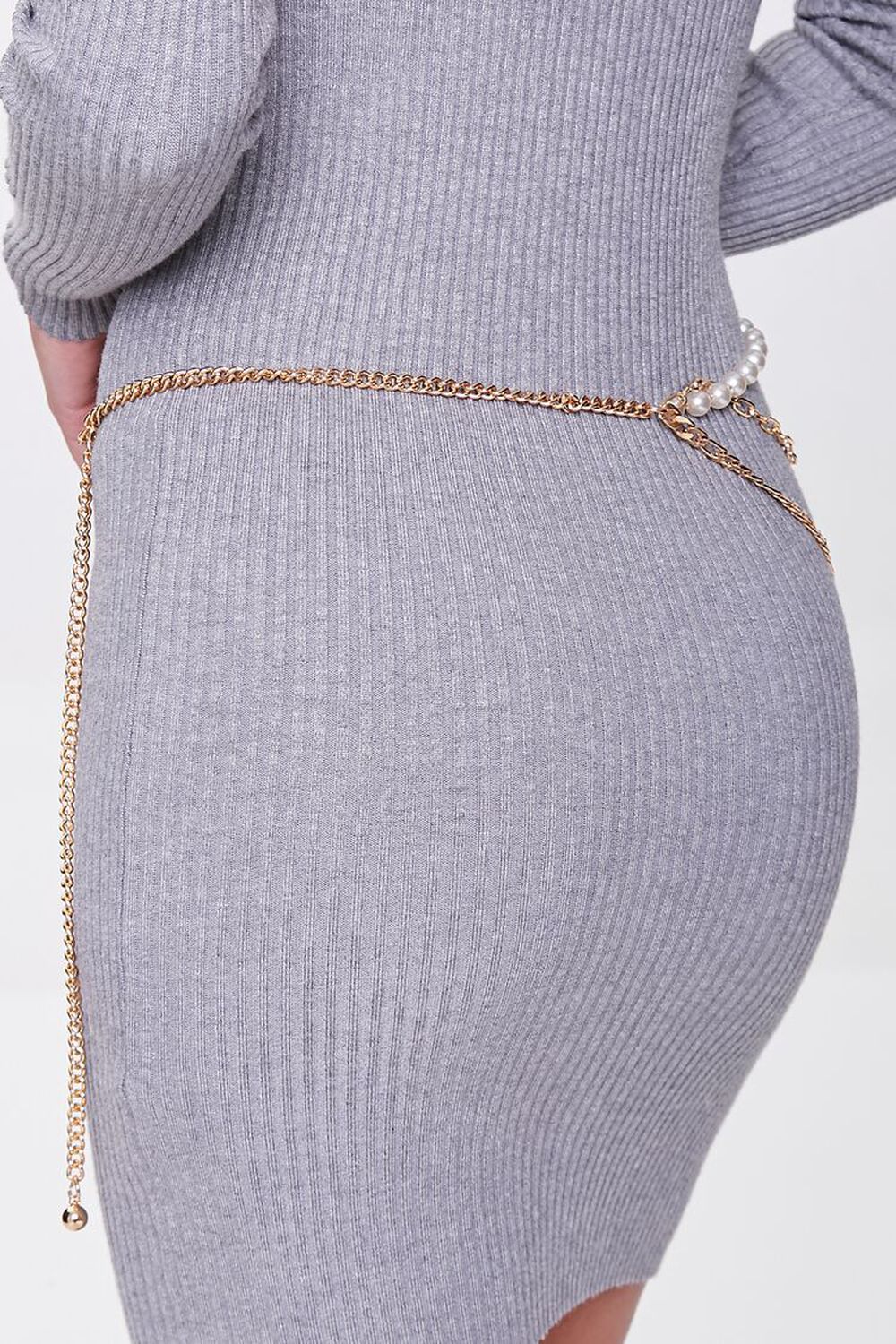 GOLD Faux Pearl Layered Chain Hip Belt, image 3