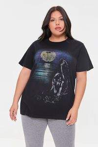 BLACK/MULTI Plus Size Howling Wolf Graphic Tee, image 1