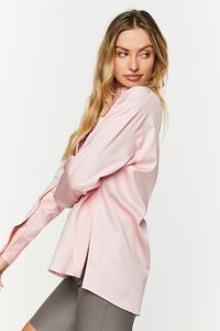 ROSE PINK Long-Sleeve Split-Hem Shirt, image 2