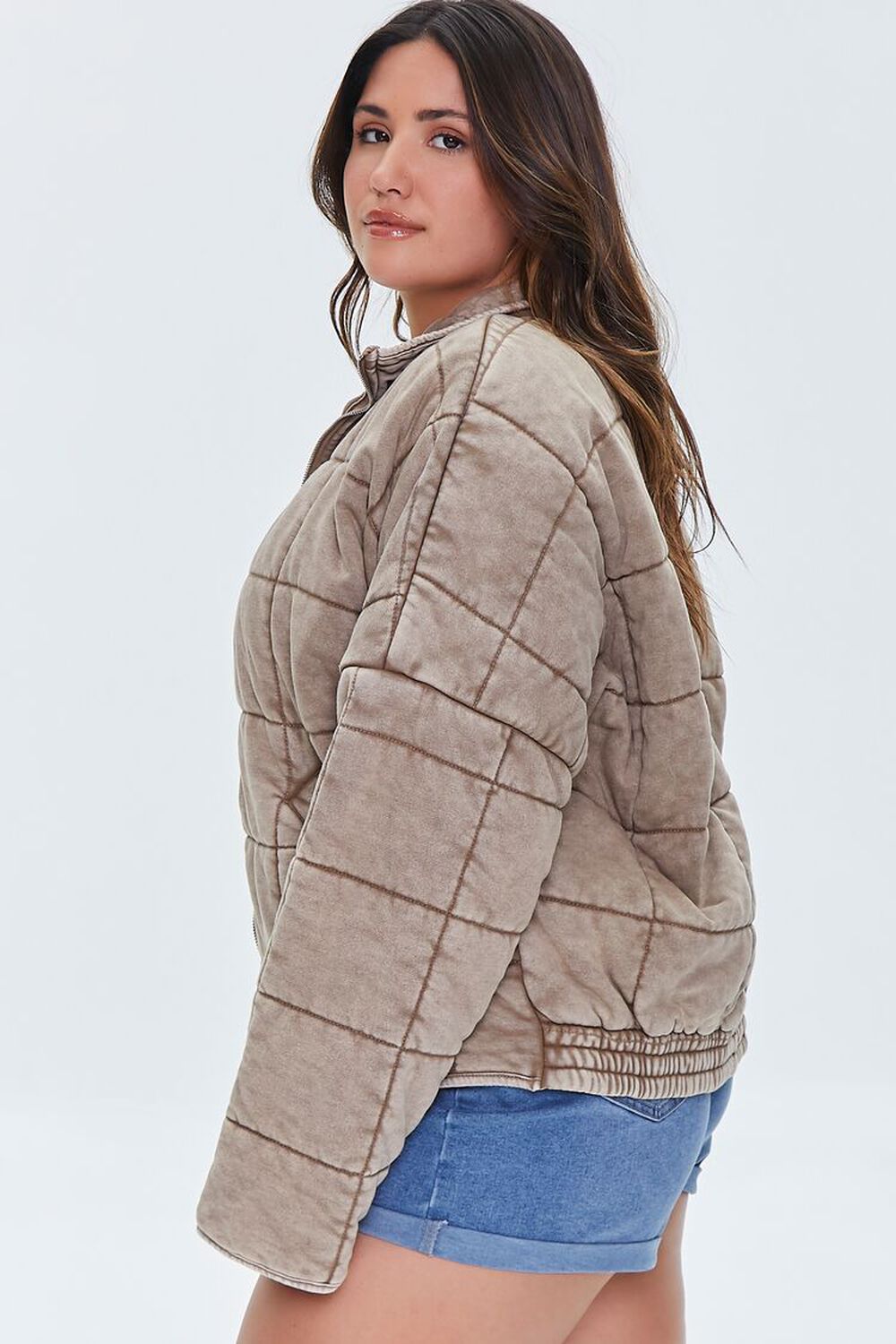 BROWN Plus Size Quilted Jacket, image 3